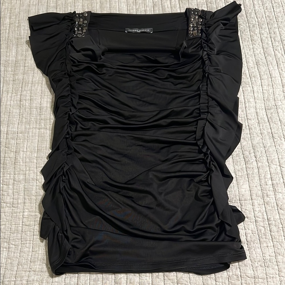 🔥🔥SANDRO FERRONE Elegant Black Blouse with studded Detailing